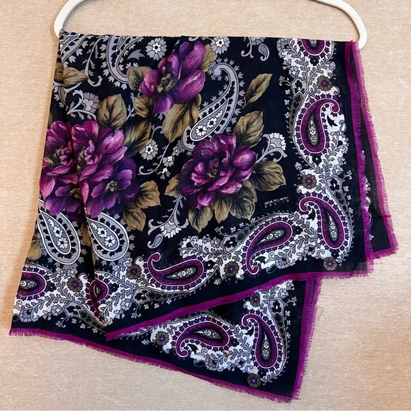 OSCAR DE LA RENTA Floral Paisley Scarf - Picture 2 of 5